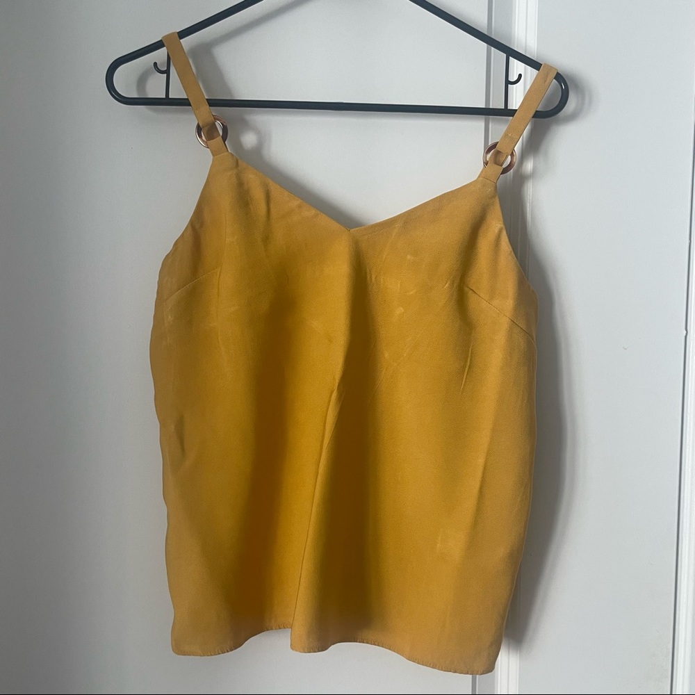 Topshop V-Neck Tank Top, Yellow Size 2